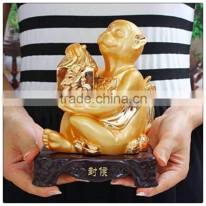 Resin24K Golden color monkey statue ,chinese zodiac statue