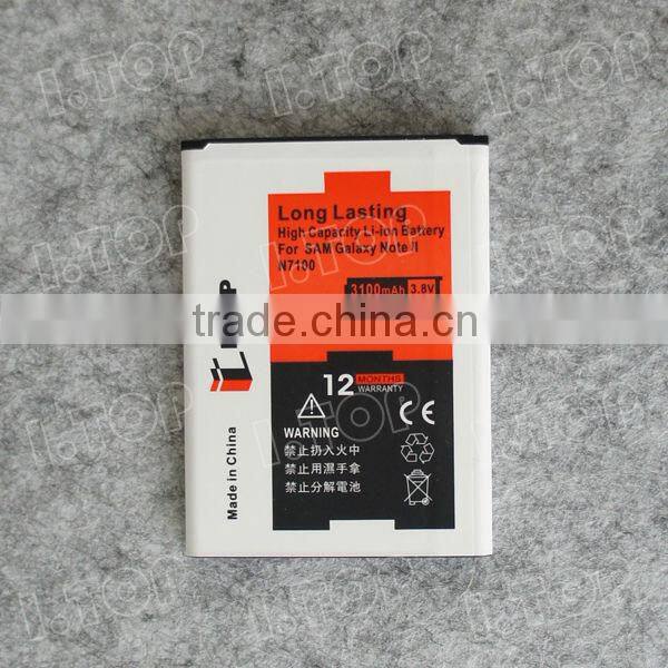 Original Quality mobile phone battery for Samsung Galaxy Note II N7100 Akku , 3.7V 3100mAh, made in China