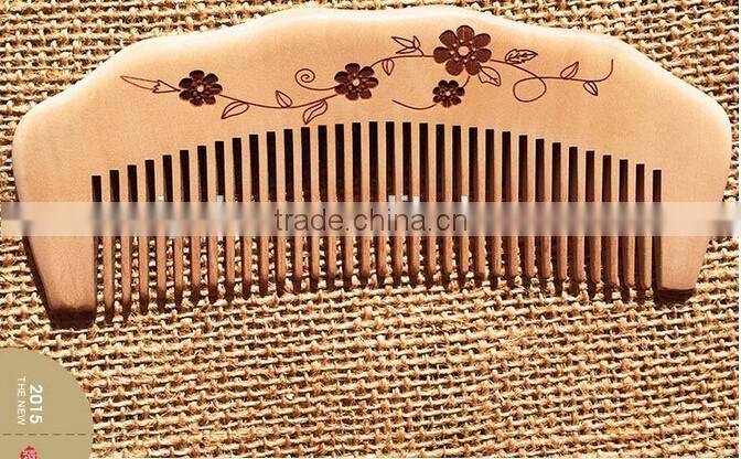 Natural handle combs peach material nature color hair wood comb hair combs with laser logo