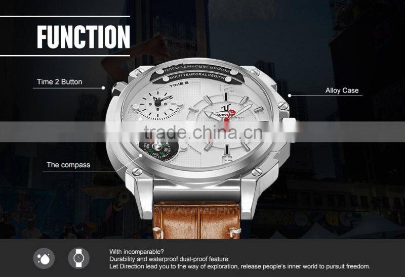 WEIDE Japan Movement Quartz Watch Sr626sw 3ATM Water Resistant Digital Watch Genuine Leather Strap Quartz Watches Men