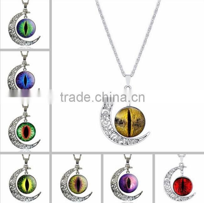 2016 Silver Plated Color Women Glass Cabochon Pendant Necklace Wholesale
