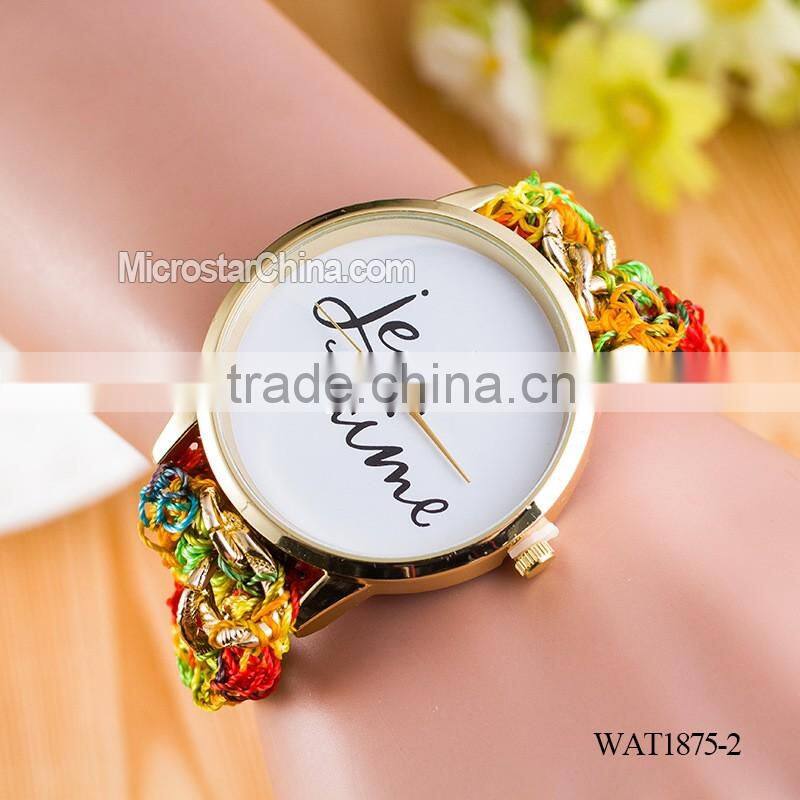 New Classic Geneva Ethnic Braided Analog Quartz Chain jetaime stainless steel watch