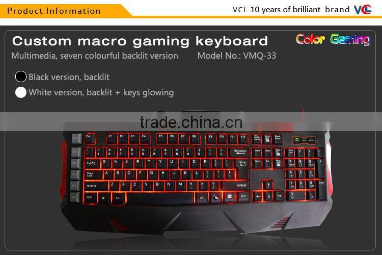 USB Multimedia gaming keyboard mouse with 7 colors LED backlit