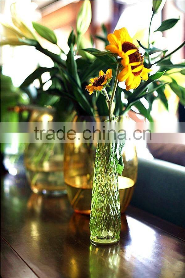 clear table small mouth glass flower vases for home decoration