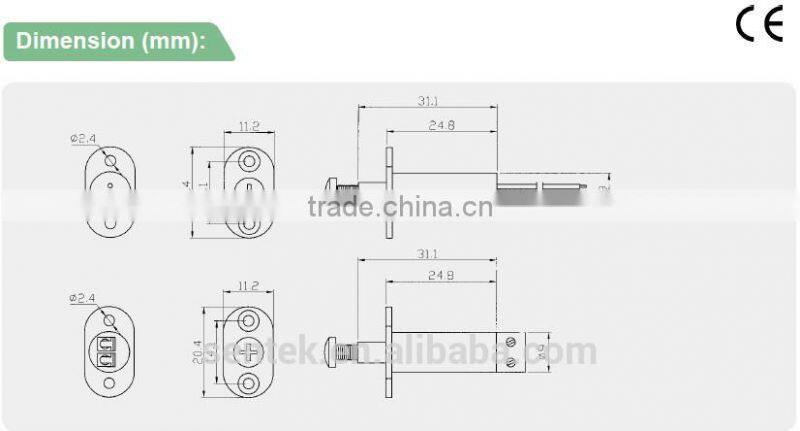CE/UL approved screw plunger magnetic door contact switch
