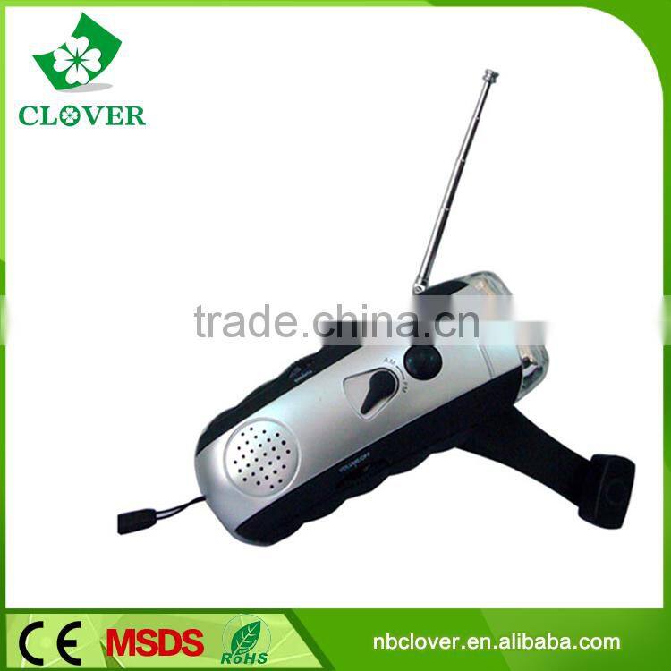 Camping use 3 LED hand crank dynamo flashlight rechargeable radio with flashlight
