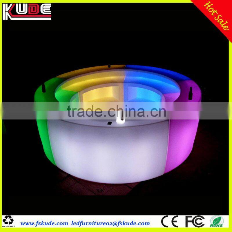 modern illuminated LED curved bar counter for circle round bar table