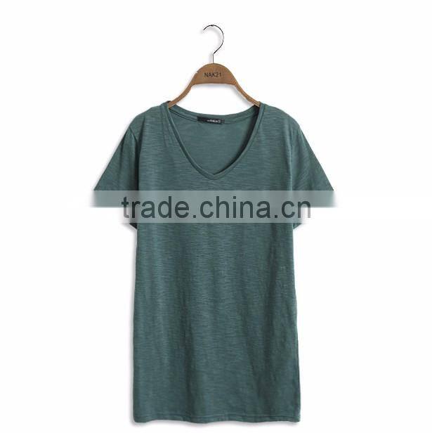 China factory OEM high quality short sleeve asymmetrical blank linen t shirts for women
