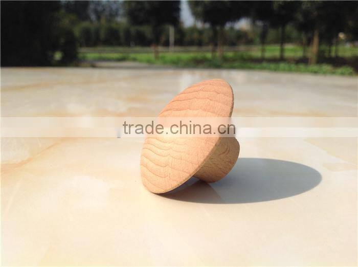 Unfinished small round wooden cabinet door knob