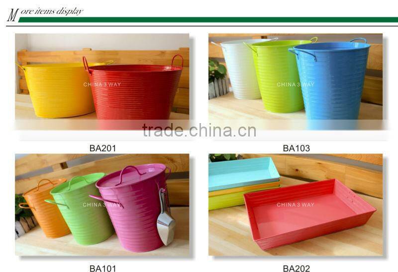 Polka Dot painted metal bucket