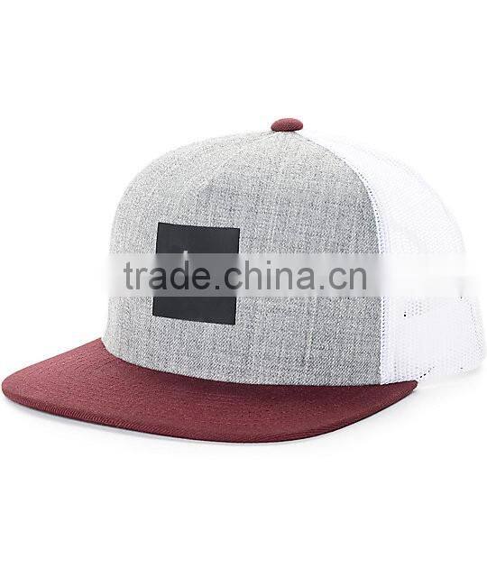 Guangzhou Daijun OEM Hot Sale Grey Acrylic And Polyester Stitich Logo Men Mesh Snapback Five Panel Caps