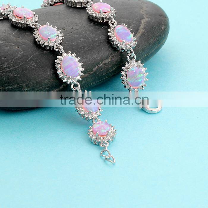 925 Sterling Silver Blue Opal Handmade Bracelet SBI184W