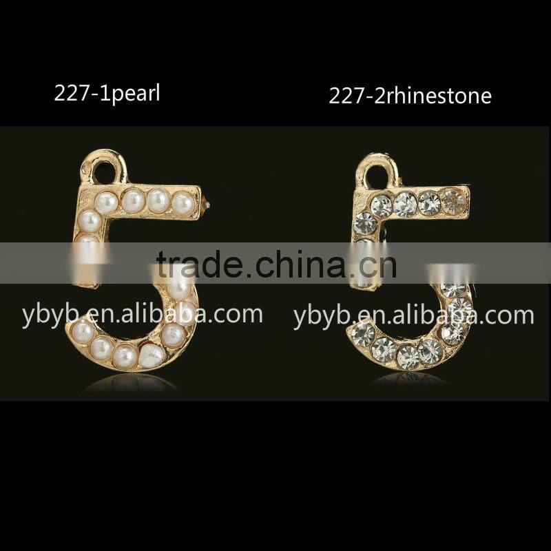 number 5 shape diamond embellishment pendant for bag accessory