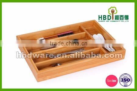Adjustable bamboo kitchen cutlery organizer,cutlery tray, bamboo wooden organizer tray