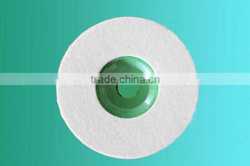 4 Inch Wool Felt Wheels Backed With Green Plastic