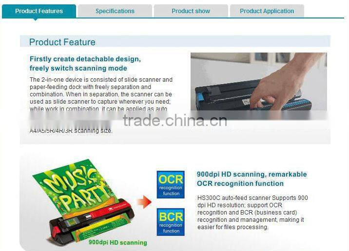 New 2013 digital slide scanning snap on scanner with own backlight CIS Sensor type support 32GB SD card USB and batteries power