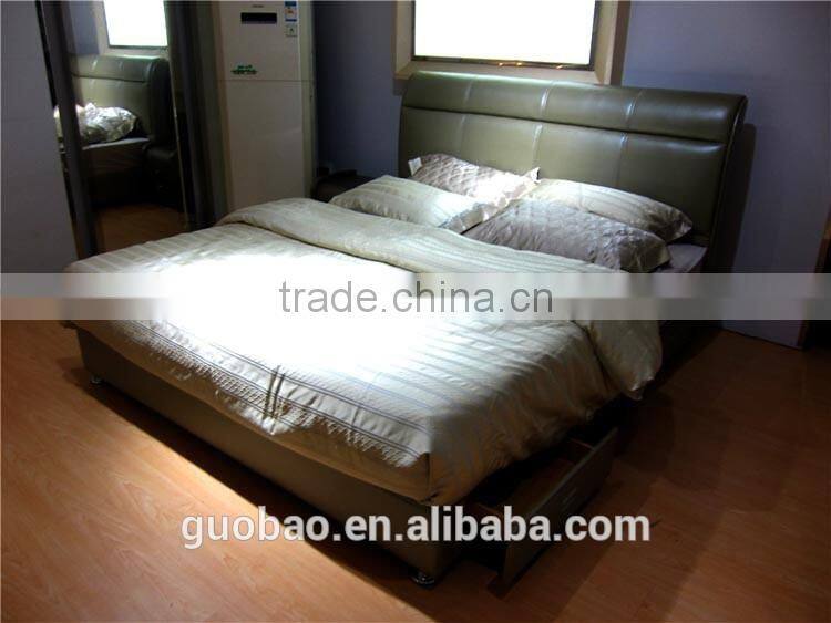 G6631 home bedroom furniture/soft bed with storage drawers/latest leather bed designs with storage drawers