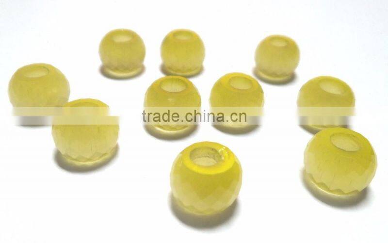 AAA Chinese Yellow Cats Eye Stylist Rondelle Big Hole Beads