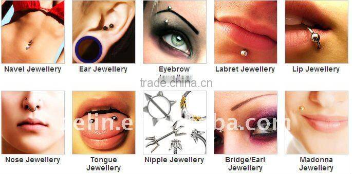 Green plated titanium nose stud nose screw body piercing jewelry