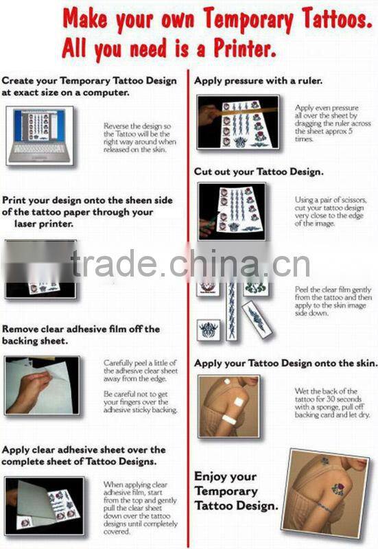 meiqing temporary tattoo paper with high quality for human skin