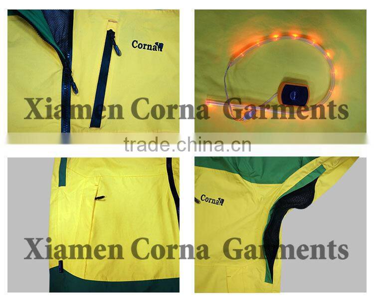 2016 new designs men LED light jacket & outdoor ski jacket