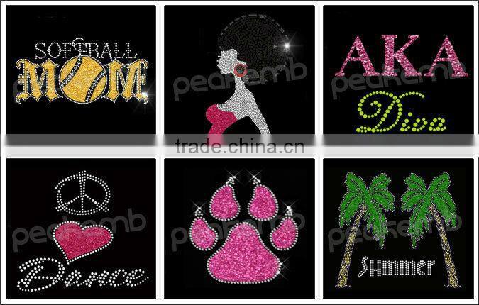 Bling Letter Glitter Motif Custom Designs Wholesale For Garment