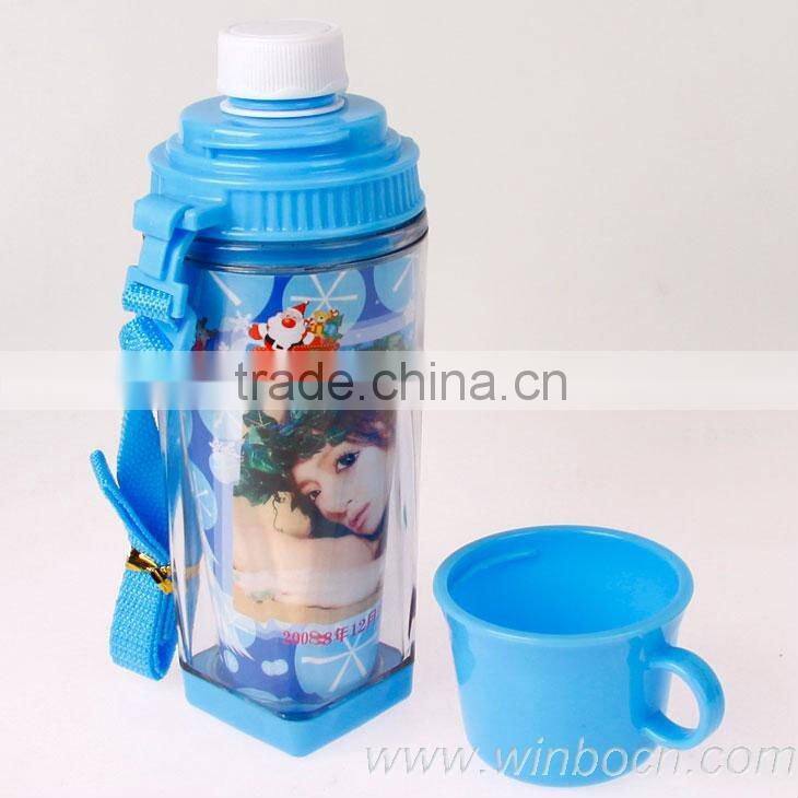 with cup double walls plastic DIY water bottle