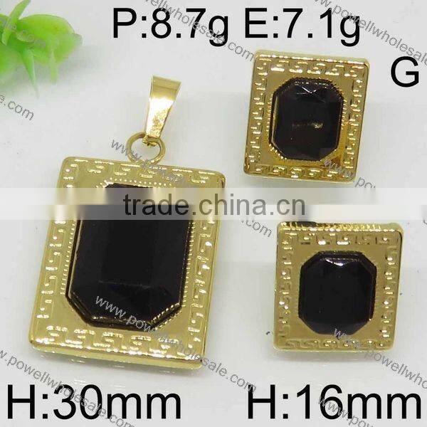 Fashion hot selling 14k gold jewelry wholesale with black and green stone