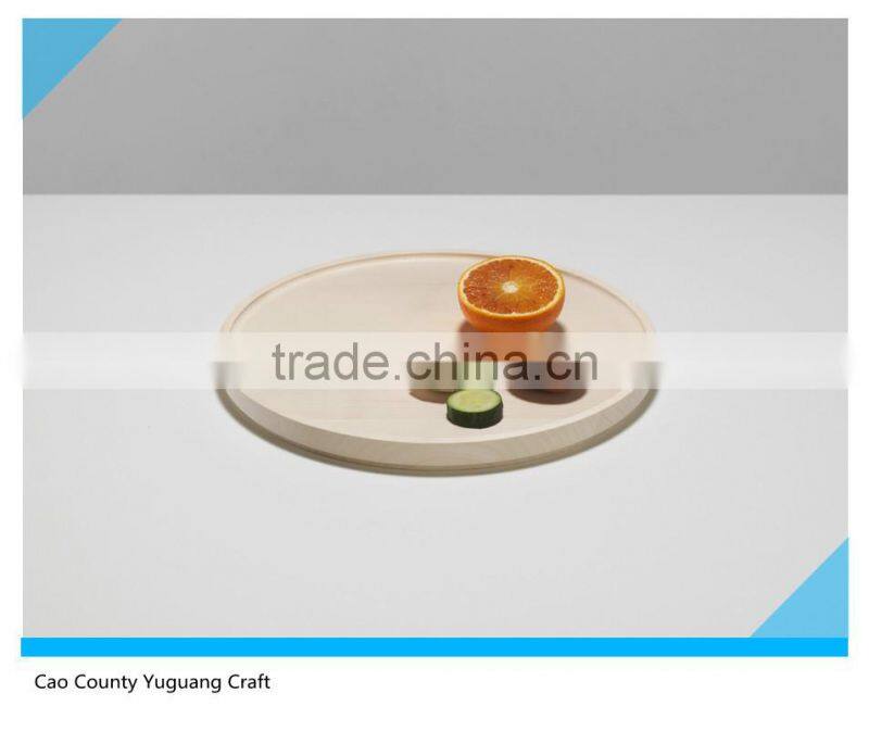 set of 4 round natural wooden plates for food