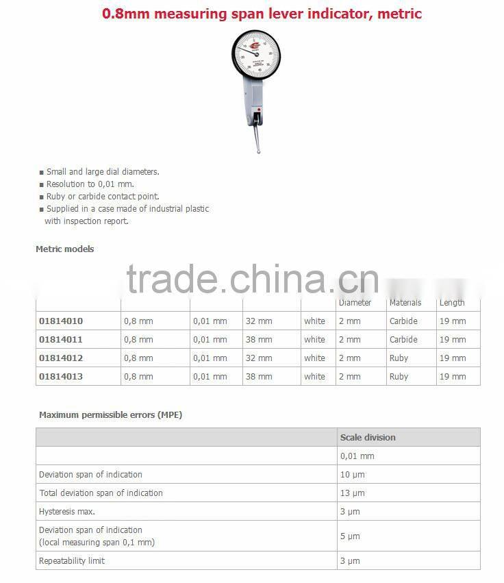 0.8mm measuring span lever indicator, metric