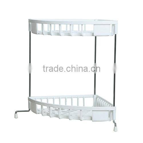 white triangle 2 Tier Two Layer Plastic Plate Cutlery Dish Draining Rack