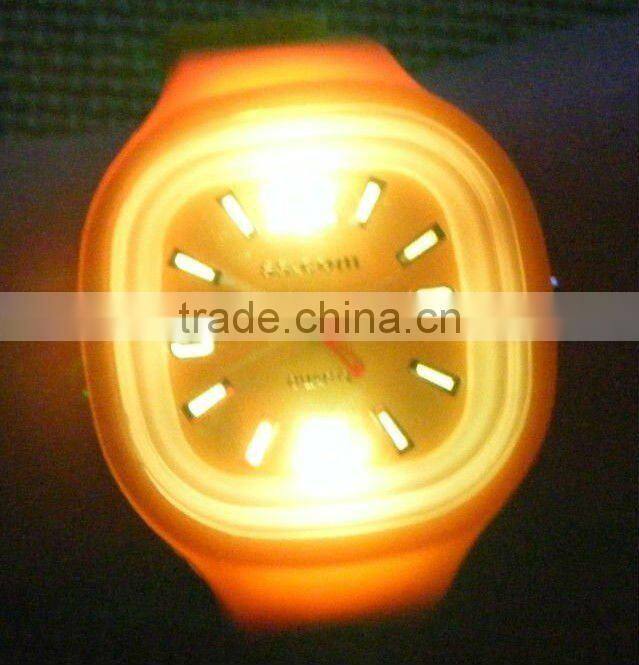 Top quality silicone jelly watch with led blinking light