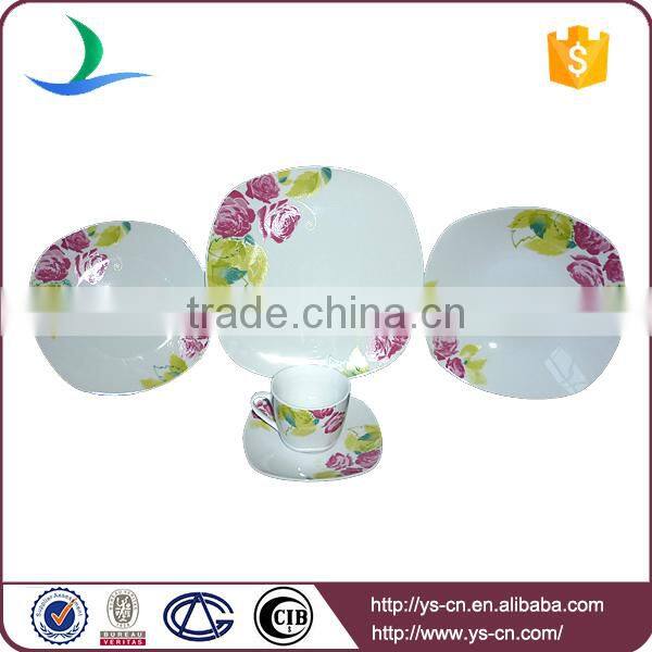 Blue Flower Decal Ceramic Hotel Restaurant Crockery Tableware