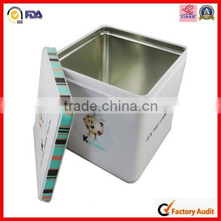 empty tall colored metal customed square tin box for wine