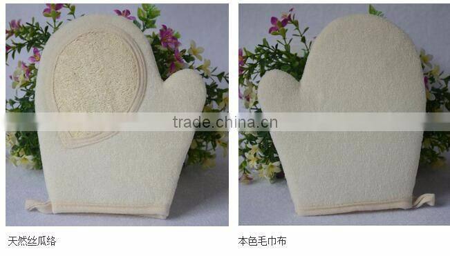 cy297 Naturals Exfoliating Deep Cleansing Double-sided Loofah Pads Glove Luffa Fibres Sponge Scrubber Brush For Shower
