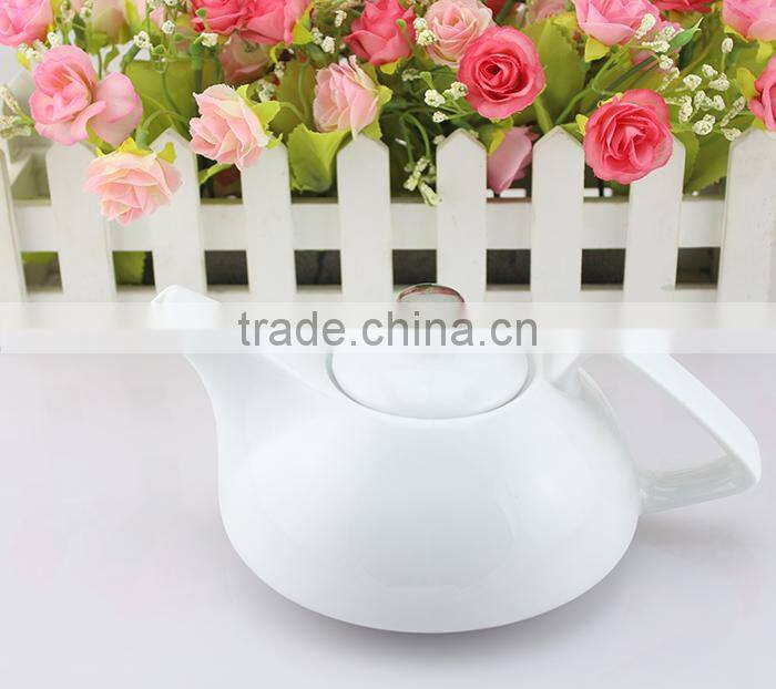 bulk supply wholesale cheap custom logo Euro style white porcelain tea pot, cheap ceramic teapot