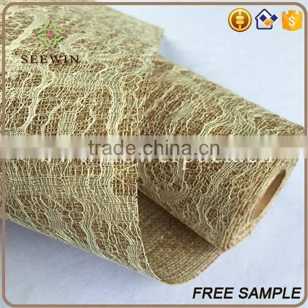 Banquet table runner polyester jute fabric