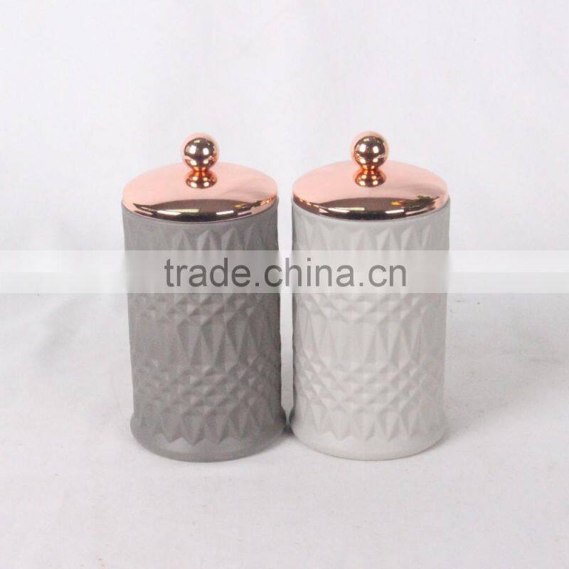Cermaic jars for bath salts marble cement skin care containers with wood lids