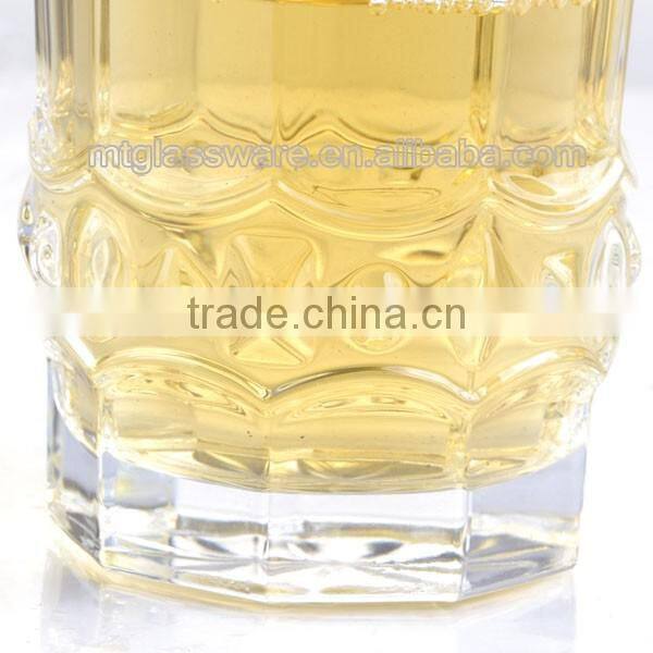 Hot machine made embossed wiskey glass