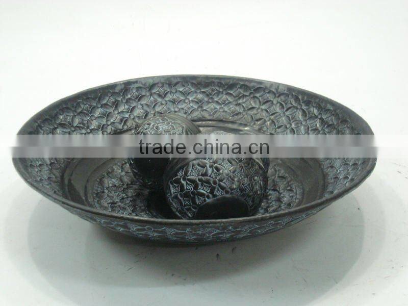 Stone Decorative Balls , hammered pattern Set of 3 sizes