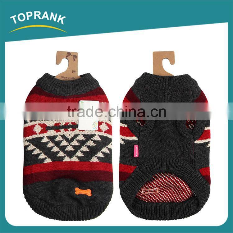 Classical winter small black geometric patterned knitting sleeveless dog pet sweater