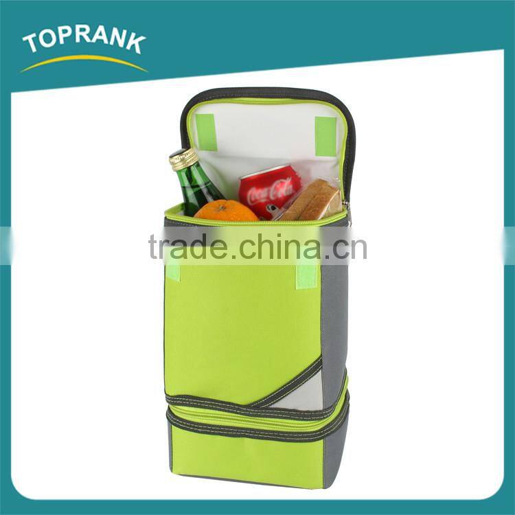 Custom color small two layer thermal lunch box bag, tote kids insulated lunch bag