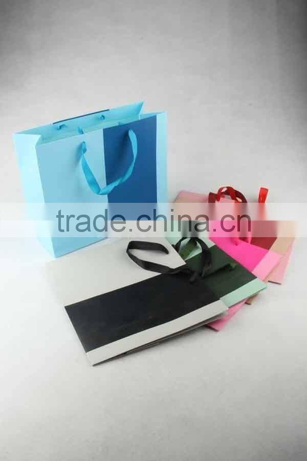 Two-colored Foldable Gift Bag With Stripes/ Shopping Bag