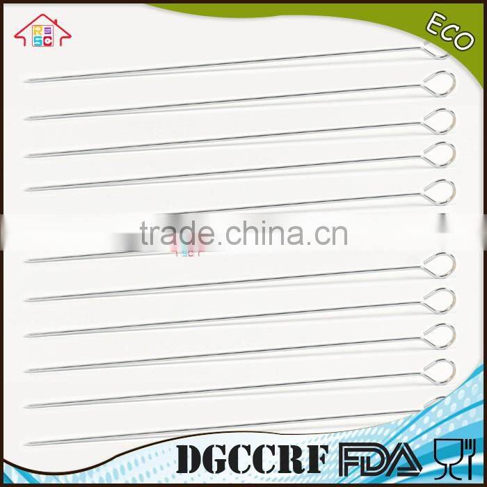 NBRSC Long Flat Metal Chrome Plated BBQ Skewers, Grill / Barbecue Shish Kebab Kabob Skewers