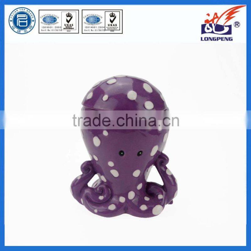 Ocean series ceramic octopus cookie jar with lid,multicolor