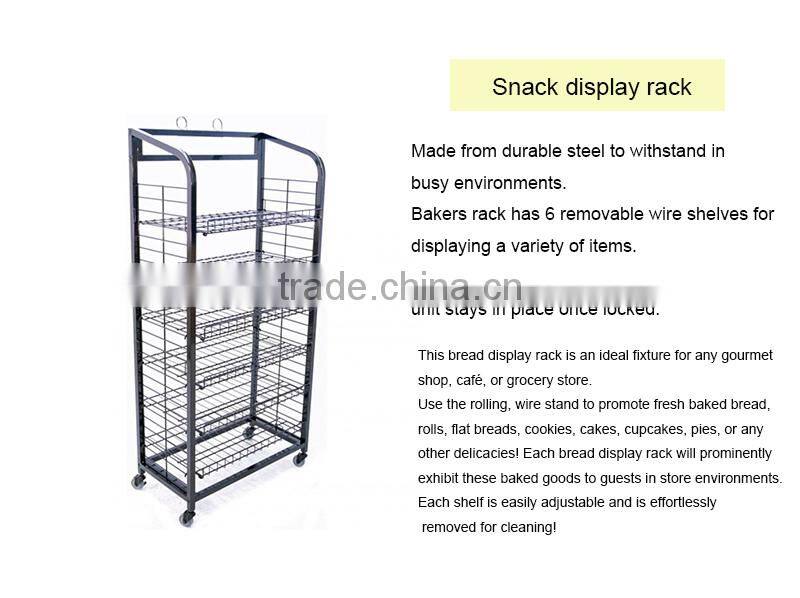Durable wire countertop snack display racks with wheel