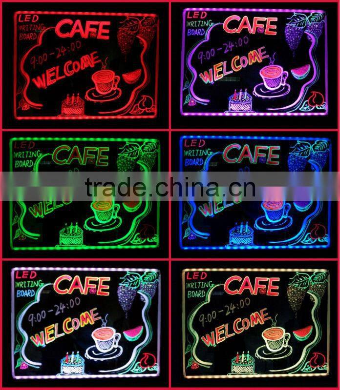 Low price outdoor illuminated LED display board for sale / tempered glass LED lighted writing board