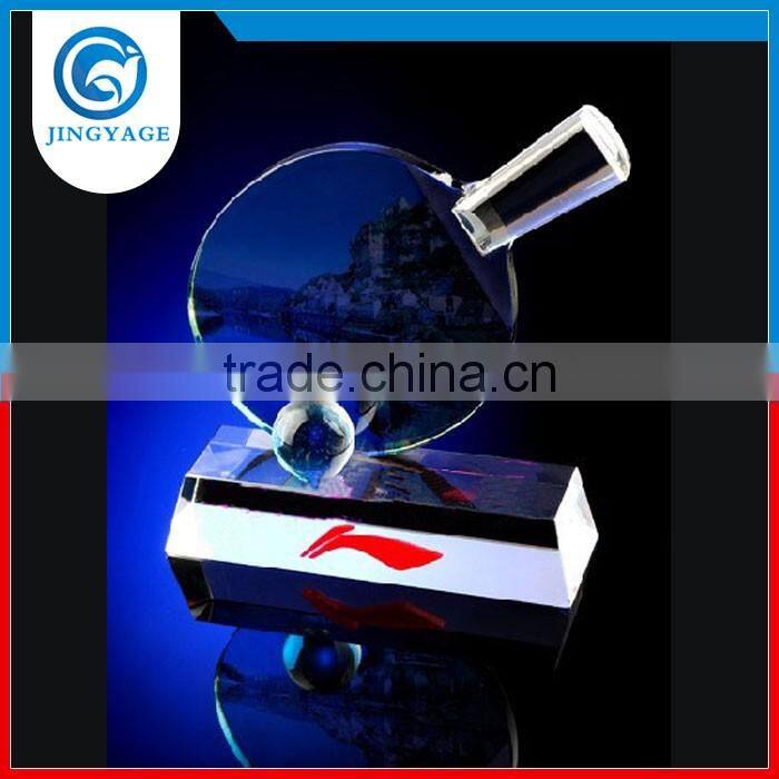 Jingyage Sport Crystal Award Tennis Crystal Trophy Souvenir Gift Tennis Crystal Plaque