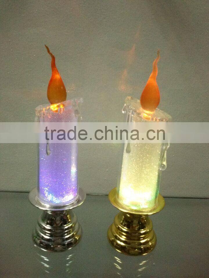 clear acrylic plastic led christmas pillar candle light decoration