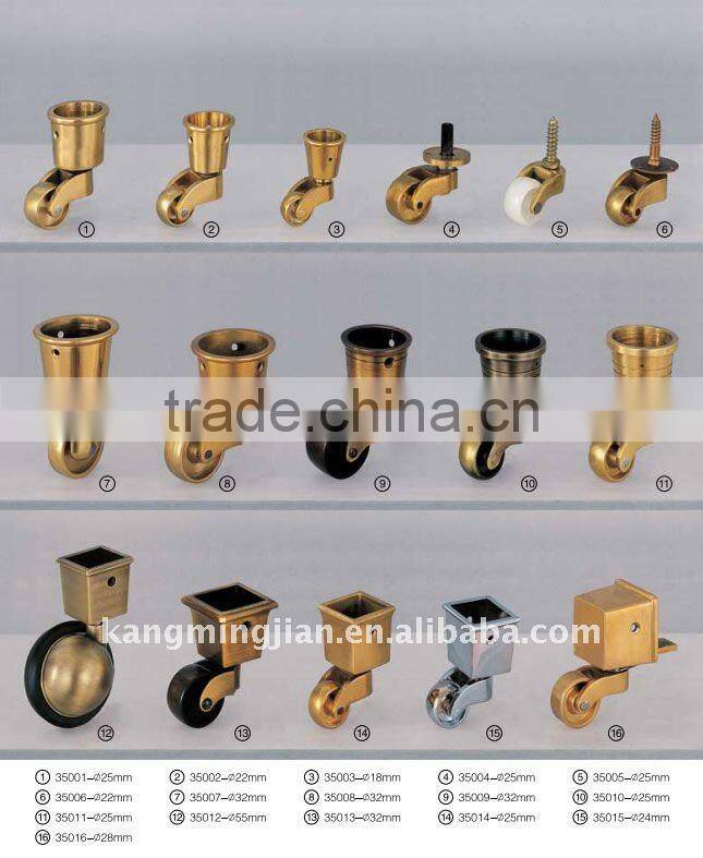 black nylon twin-wheel furniture castor with brake plain bearing